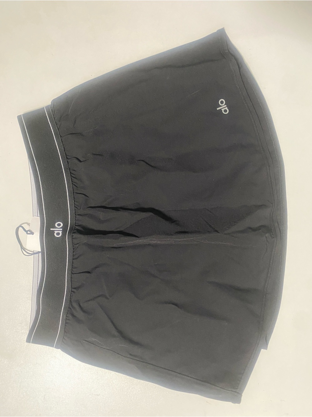 ALO Yoga Match Point Black Athletic Jogger Shorts with Subtle Logo